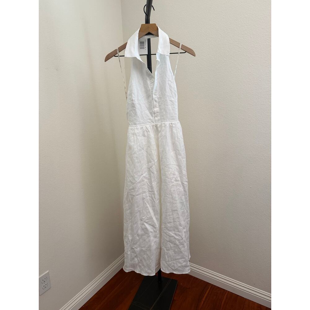 $197 New O.P.T white Casey linen dress size 6 - Picture 5 of 10